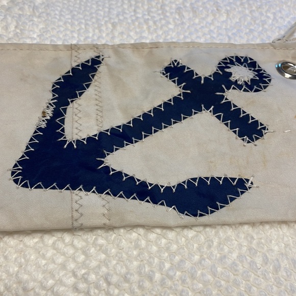 Repurposed Sail Material Wristlet with Anchor - Picture 2 of 6